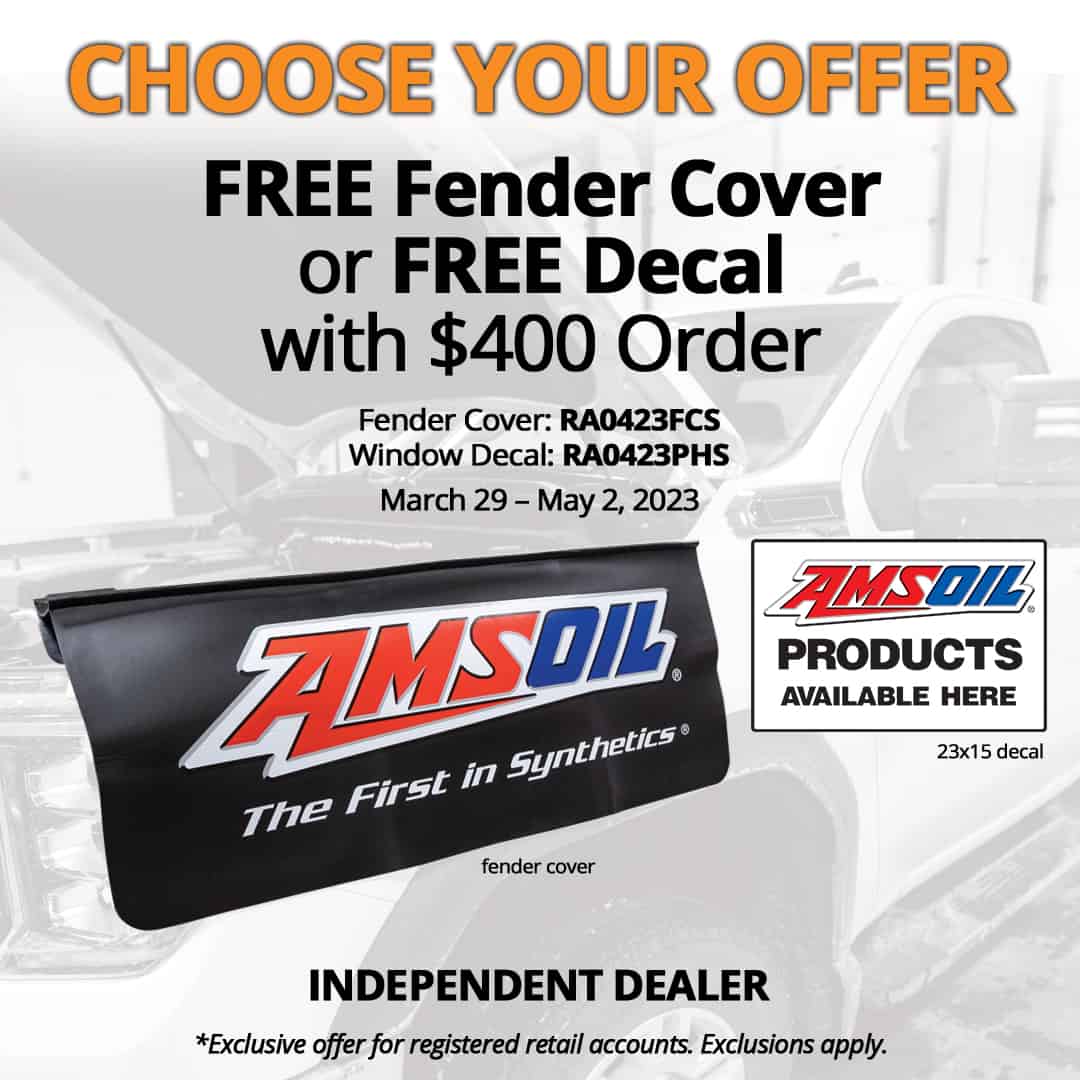 Free AMSOIL fender cover or window decal with $400 order