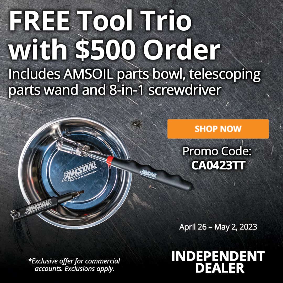 Free AMSOIL parts bowl, telescoping parts wand and 8-in-1 screwdriver with order of $500 or more